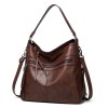 Zip Top Leather Tote Bag