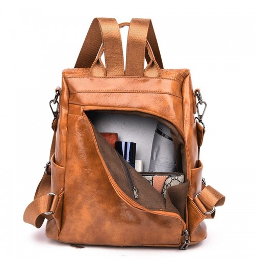 Leather Anti Theft Backpack Women