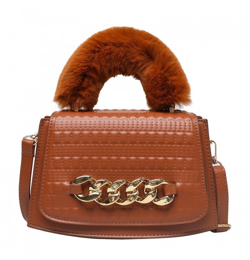 Faux Fur Chain Shoulder Bag