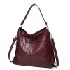 Zip Top Leather Tote Bag