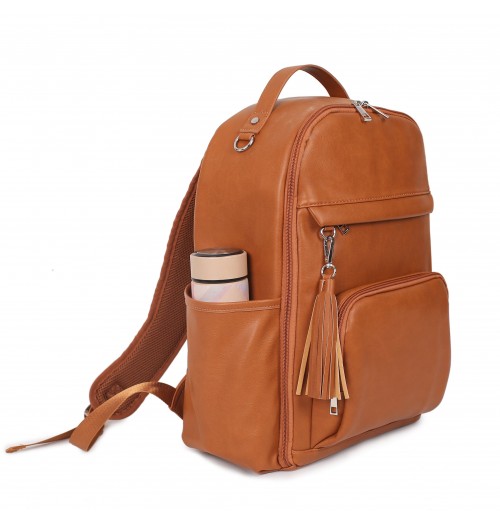 Brown Leather Backpack Diaper Bag