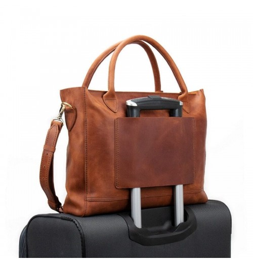 15 inch Brown Leather Tote