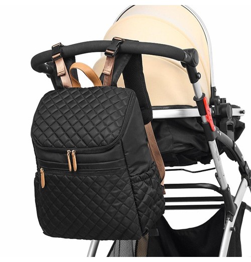 Black Unisex Backpack Diaper Bag